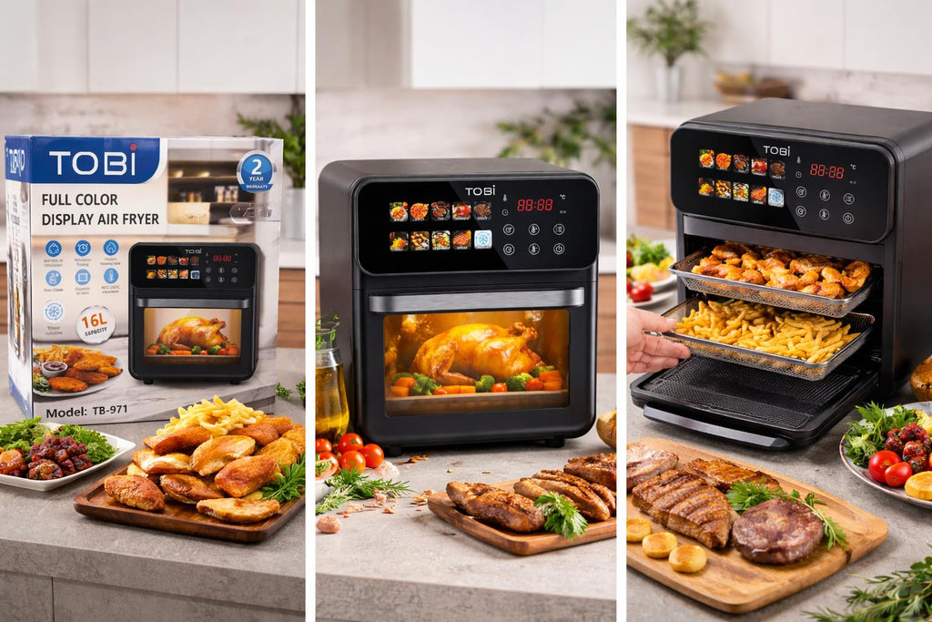 Friggitrice ad Aria 16L 2400W con Display Full Color Touch 12 Programmi Automatici  Forno Air Fryer Digitale XXL