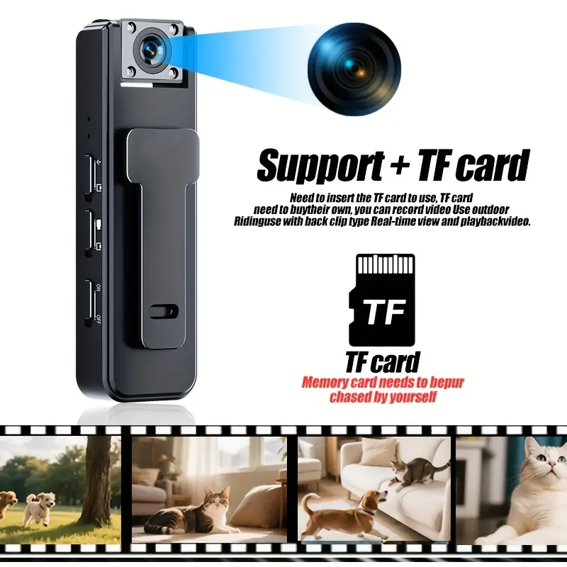 Mini Telecamera Tascabile WiFi 1080P con Visione Notturna – Videocamera Indossabile con Clip e Magnetica, Obiettivo Rotante Grandangolare, Registrazione Loop per Sicurezza, Auto e Uso Quotidiano