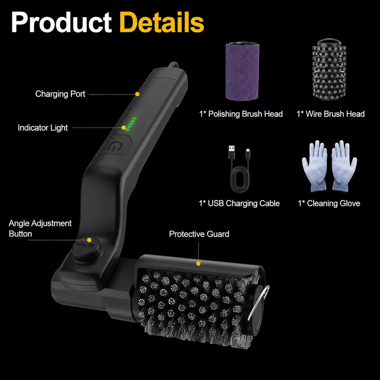Spazzola Elettrica per Barbecue Ricaricabile USB-C – Testa Orientabile 180°, 3 Velocità, Doppia Testina in Acciaio e Lucidante, Batteria 2600mAh, Impermeabile IPX4, Pulizia Griglie BBQ