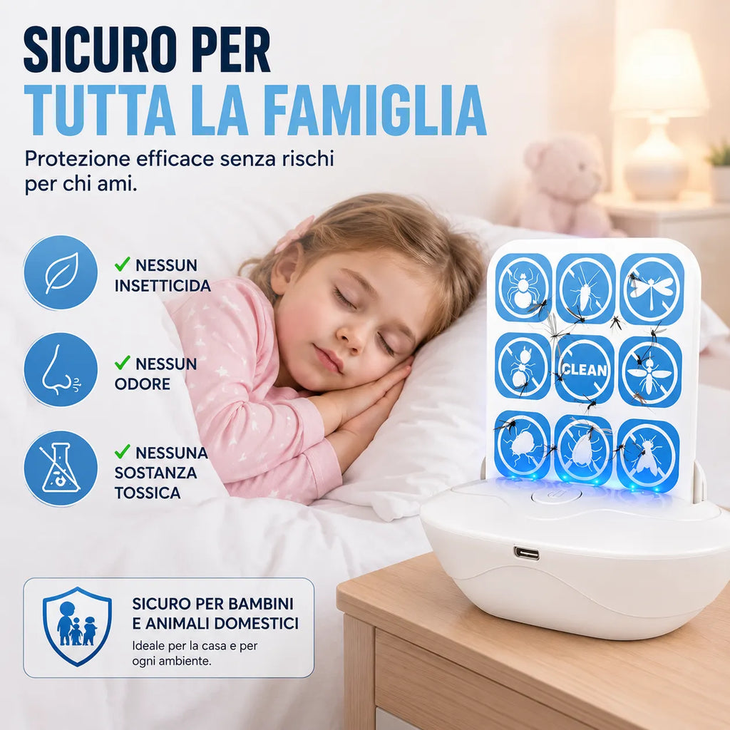 Trappola UV per Zanzare e Insetti Ricaricabile USB – Cattura Adesiva Silenziosa Senza Spray – Sicura per Bambini e Animali – Ideale per Casa, Camera da Letto, Balcone, Terrazza e Campeggio