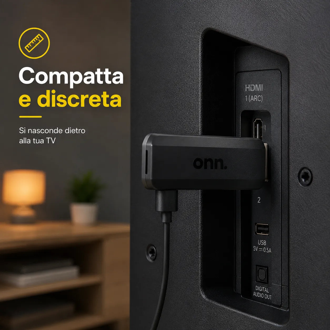 ONN Google TV Stick Full HD Android 15 Streaming HDMI WiFi Chromecast Integrato 8GB+128GB Telecomando Controllo Vocale