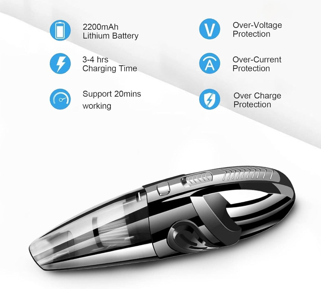 Aspirapolvere Senza Fili Portatile - Potente 120W, 3200PA, Mini Aspirapolvere Ricaricabile da 2200mAh per Casa, Auto, Ufficio