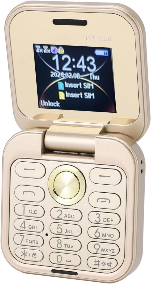 Telefono cellulare i17Pro mini flip scheda SIM 2G piccolo display cellulare pieghevole