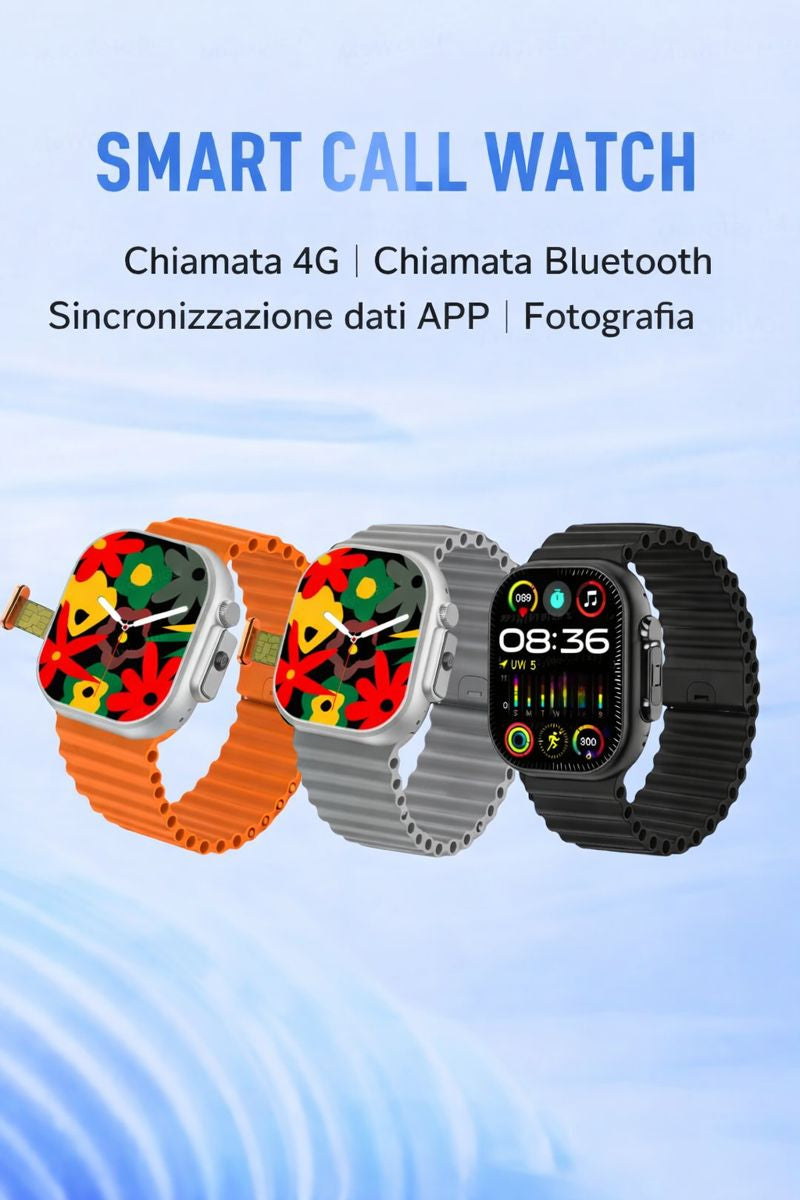 Smart Watch 4G Ultra Sim 4G con Slot SIM, Chiamate Autonome, Fotocamera, Fitness Tracker e Display Touch