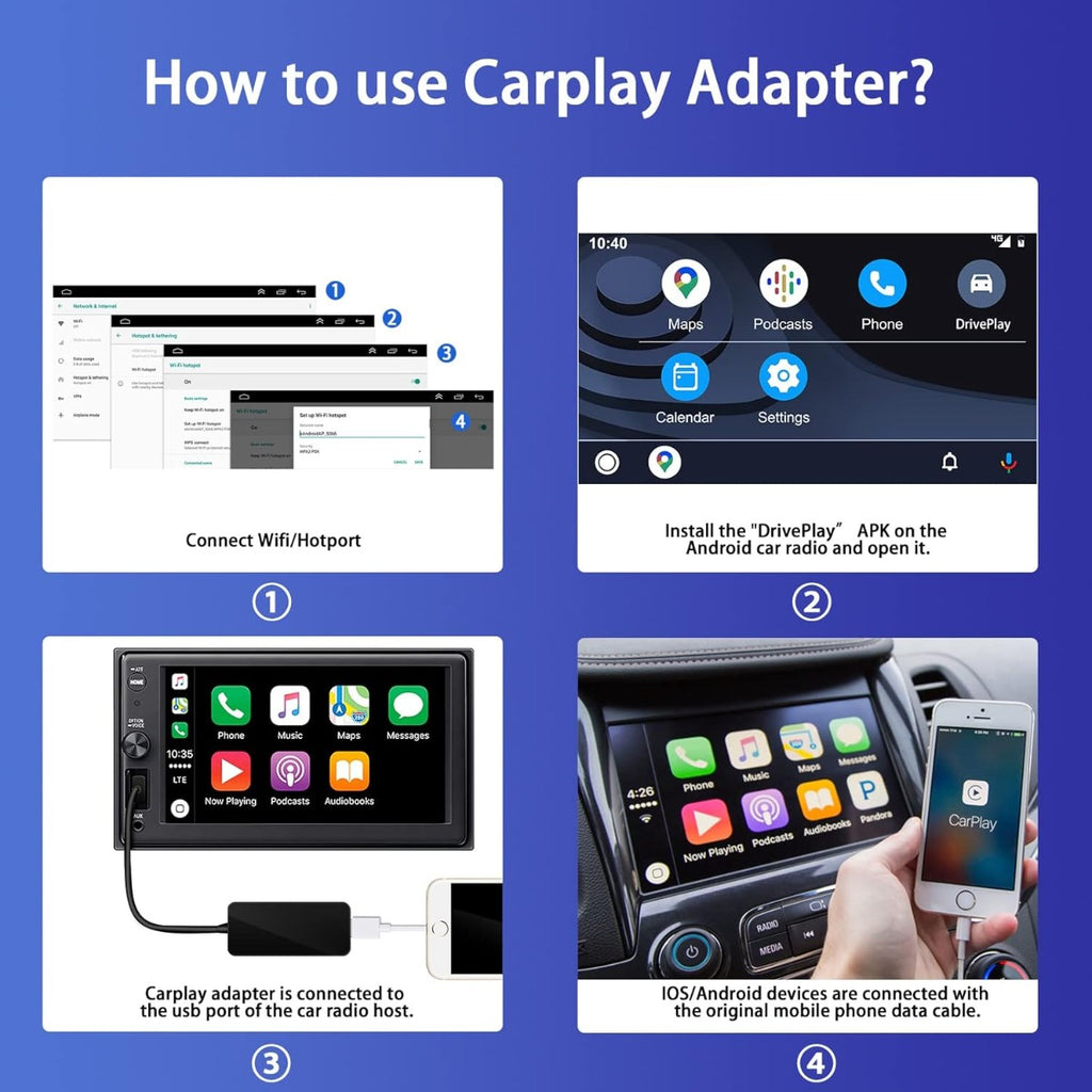 Adattatore CarPlay/Android Auto via Cavo per Autoradio Android