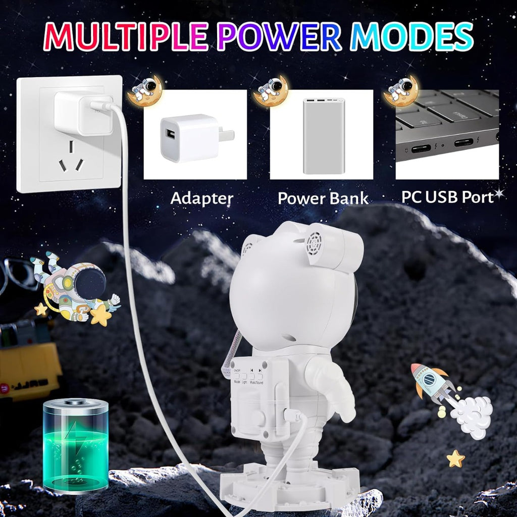 Lampada proiettore astronauta cielo stellato galassia luce notturna con audio bluetooth timer e telecomando per bambini e adulti