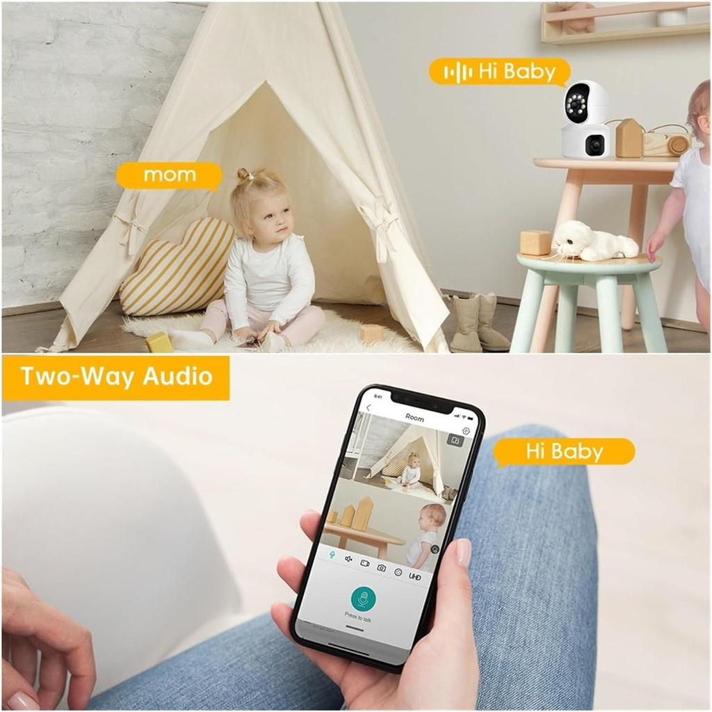 Baby monitor telecamera WiFi da 4 MP con doppio schermo