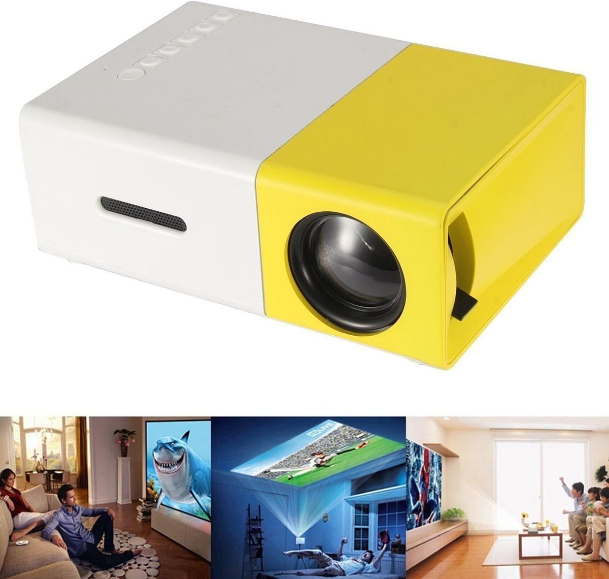 Mini Proiettore Portatile a Colori LED LCD - Proiettore Video TV, Film, Giochi 1080P per film, dimostrazioni, home theater - Compatibile con smartphone, for iPad, TV, laptop