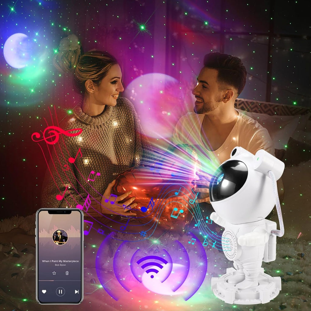 Lampada proiettore astronauta cielo stellato galassia luce notturna con audio bluetooth timer e telecomando per bambini e adulti