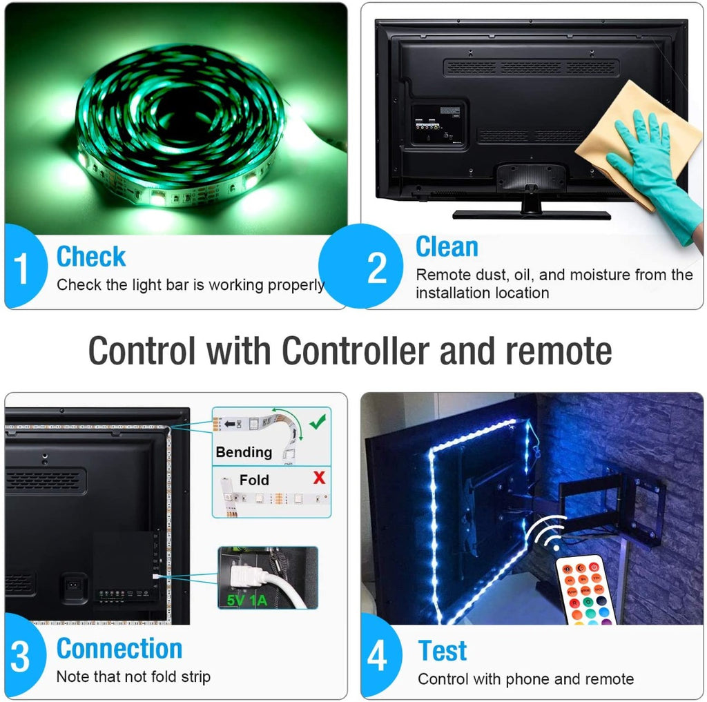 STRISCIA LED 5050RGB LUCE MULTICOLORE 5M + CONTROLLER E ALIMENTATORE