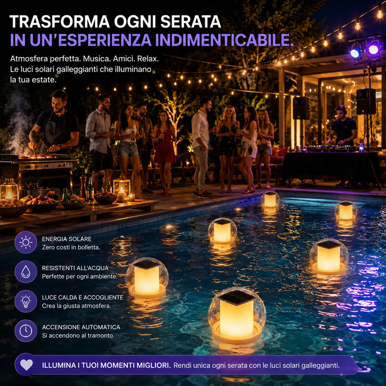 Luce Solare Fluttuante LED Impermeabile Lampada Galleggiante da Giardino Piscina