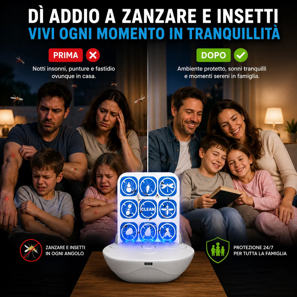 Trappola UV per Zanzare e Insetti Ricaricabile USB – Cattura Adesiva Silenziosa Senza Spray – Sicura per Bambini e Animali – Ideale per Casa, Camera da Letto, Balcone, Terrazza e Campeggio