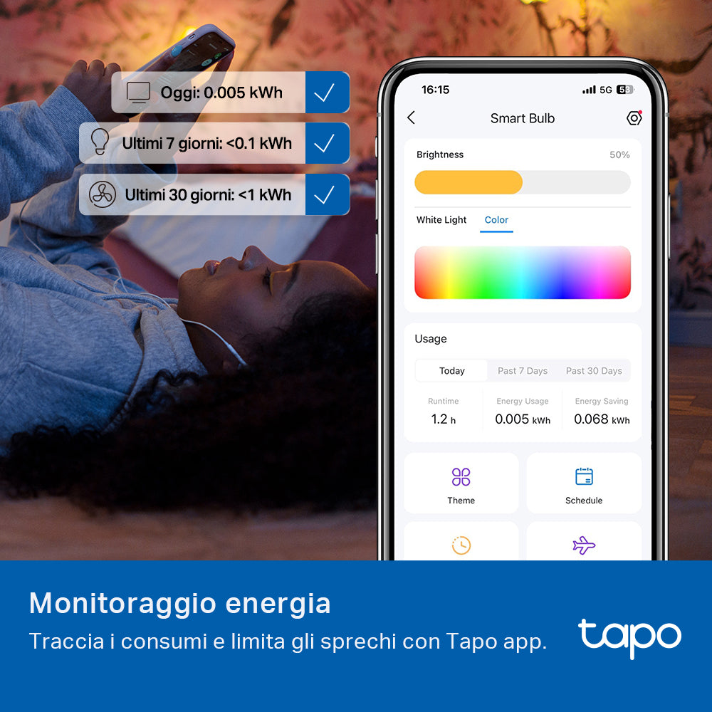 Tapo L535E Lampadina LED Smart Wi-Fi Multicolore E27, Extra-Luminosa, Controllo Vocale con Alexa, Certificata Matter, 2pz