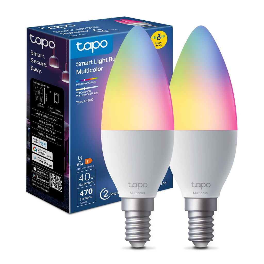 Tapo L430C Lampadina LED Smart Wi-Fi Multicolore E14, Controllo Vocale con Alexa, 2pz TP-Link Showroom viveresmart.store & augmentedrealityoffers.com - P. IVA 02867250694 - DI PENTA ALESSIO - VIALE NETTUNO 167, 66023, FRANCAVILLA AL MARE (CH) - REA CH-438573