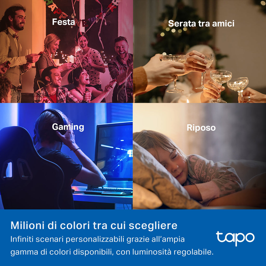 Tapo L430C Lampadina LED Smart Wi-Fi Multicolore E14, Controllo Vocale con Alexa, 2pz TP-Link Showroom viveresmart.store & augmentedrealityoffers.com - P. IVA 02867250694 - DI PENTA ALESSIO - VIALE NETTUNO 167, 66023, FRANCAVILLA AL MARE (CH) - REA CH-438573