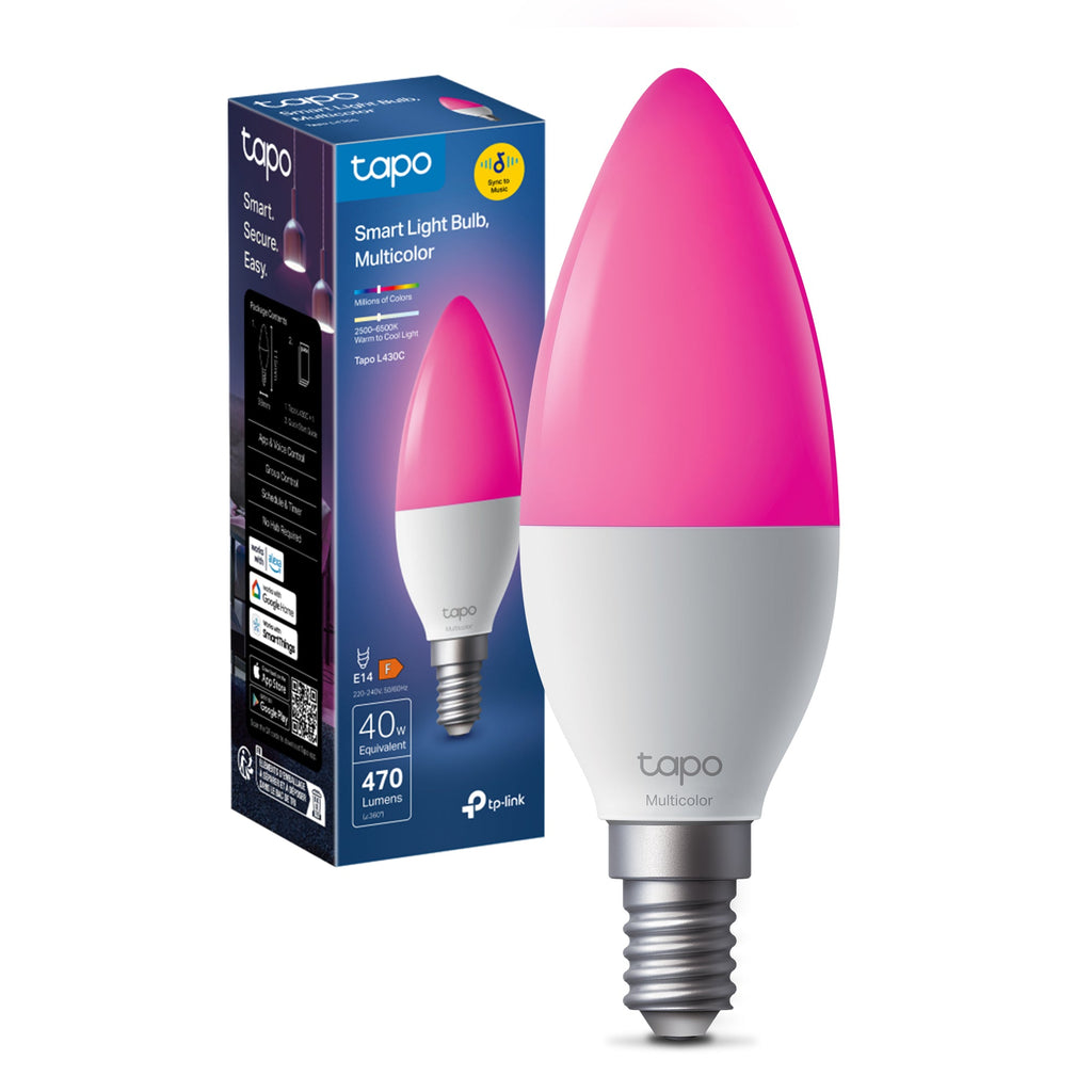 Tapo L430C Lampadina Smart Wi-Fi E14, Multicolore e Dimmerabile, Controllo Vocale con Alexa/Google TP-Link Showroom viveresmart.store & augmentedrealityoffers.com - P. IVA 02867250694 - DI PENTA ALESSIO - VIALE NETTUNO 167, 66023, FRANCAVILLA AL MARE (CH) - REA CH-438573