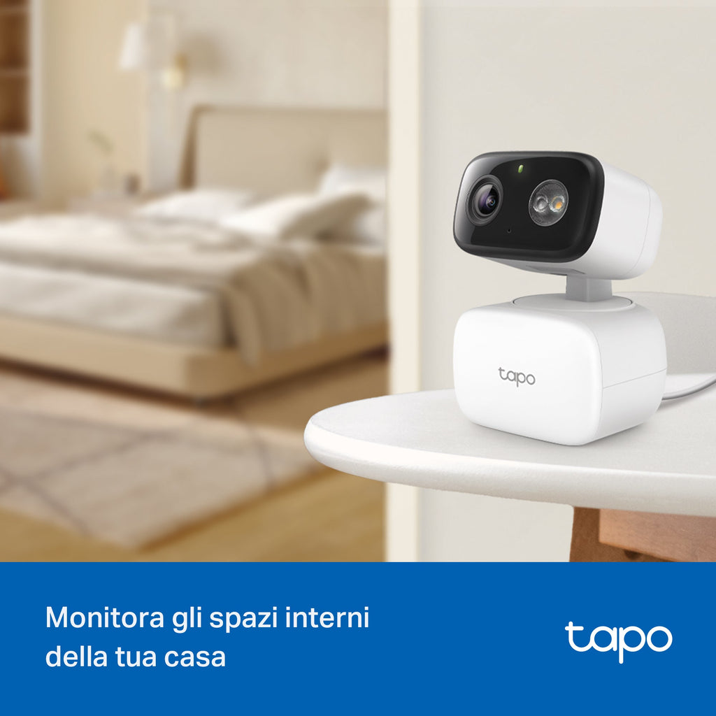 Tapo C206 Telecamera Wi-Fi Esterno/Interno 1080P FHD, 360° Visuale, Visione Notturna a Colori, ⚠️Non a batteria