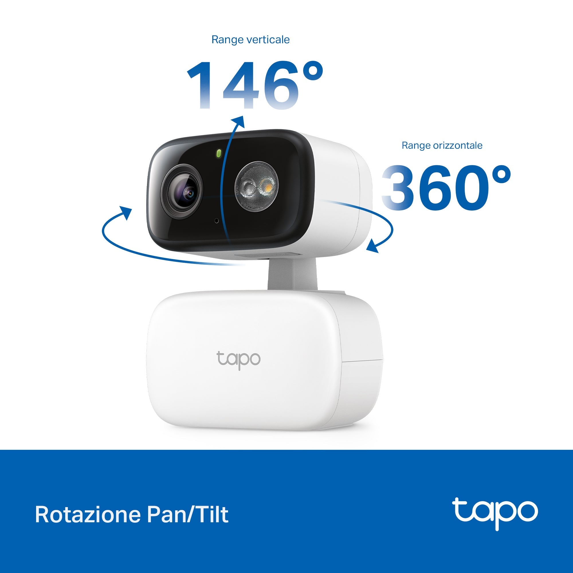 Tapo C206 Telecamera Wi-Fi Esterno/Interno 1080P FHD, 360° Visuale, Visione Notturna a Colori, ⚠️Non a batteria
