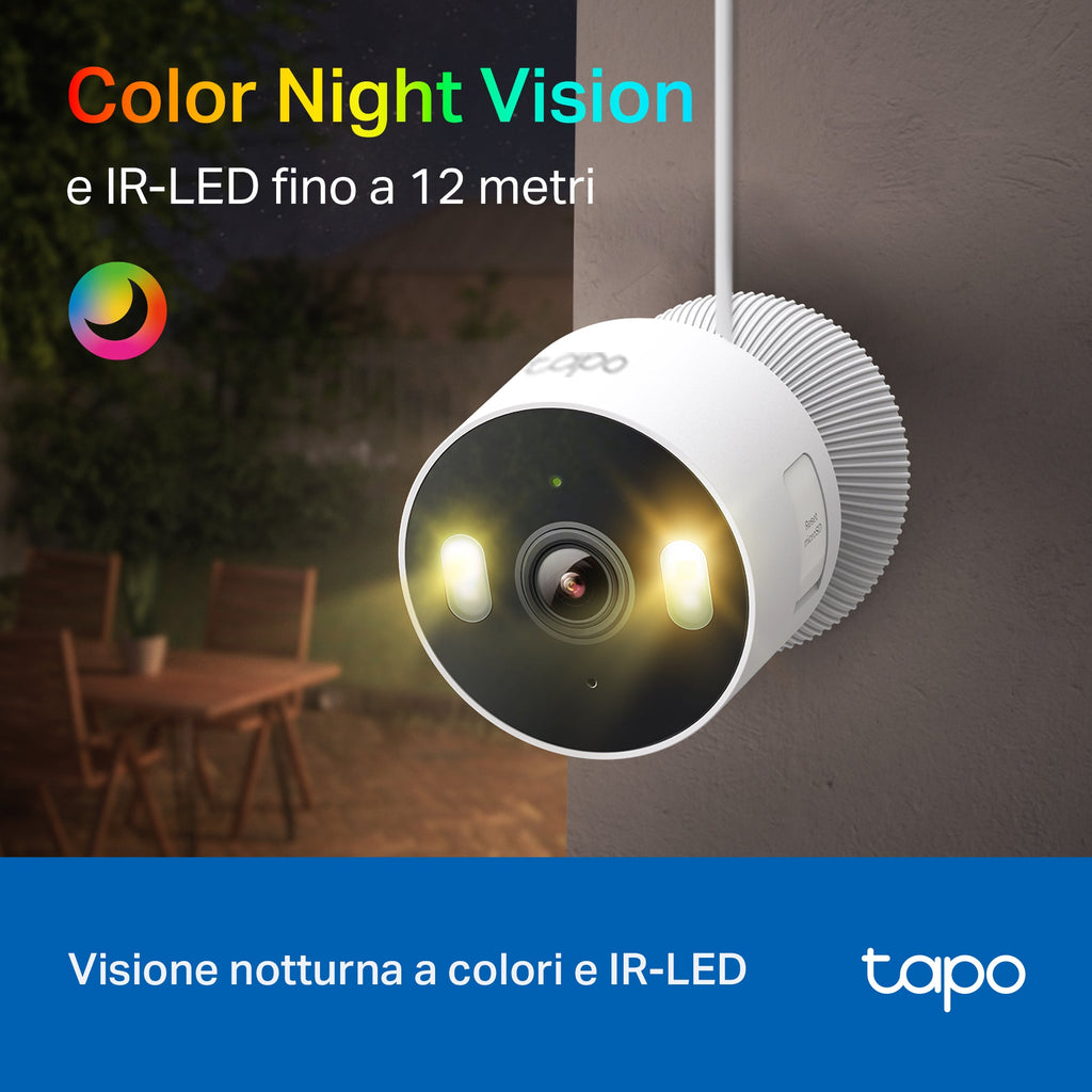 Tapo C113 Telecamera Wi-Fi Esterno/Interno 2K 3MP, Visione Notturna a Colori
