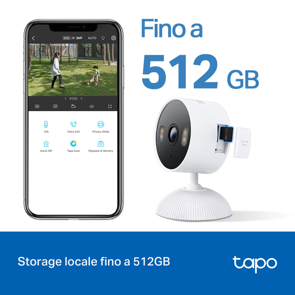 Tapo C113 Telecamera Wi-Fi Esterno/Interno 2K 3MP, Visione Notturna a Colori