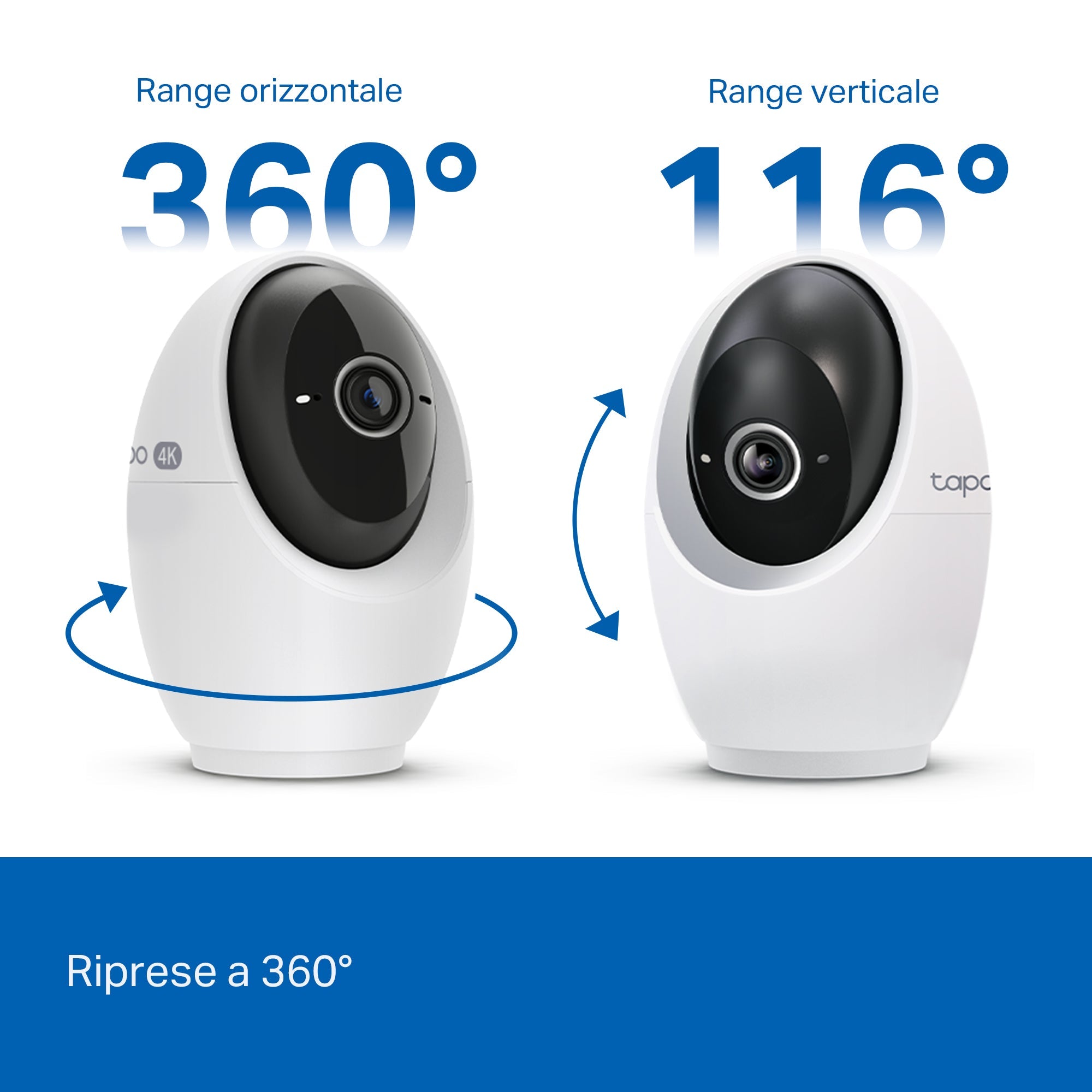 Tapo C260 Telecamera Wi-Fi Interno 4K 8MP, 360° Visuale, Riconoscimento Facciale