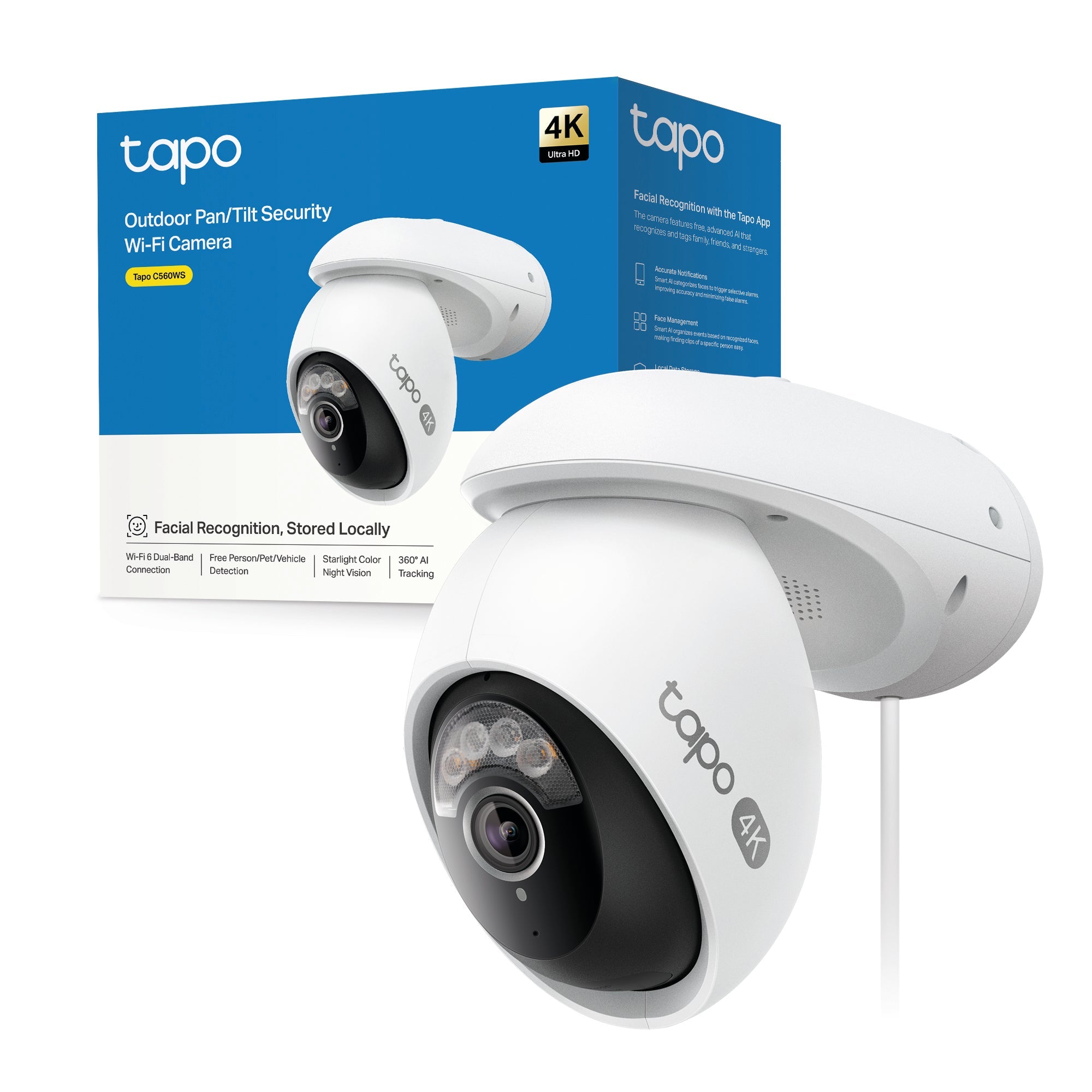 Tapo C560WS Telecamera Wi-Fi Esterno 4K 8MP, 360° Visuale, Visione Notturna a Colori Starlight, Wi-Fi/Ethernet, ⚠️Non a batteria TP-Link Showroom viveresmart.store & augmentedrealityoffers.com - P. IVA 02867250694 - DI PENTA ALESSIO - VIALE NETTUNO 167, 66023, FRANCAVILLA AL MARE (CH) - REA CH-438573