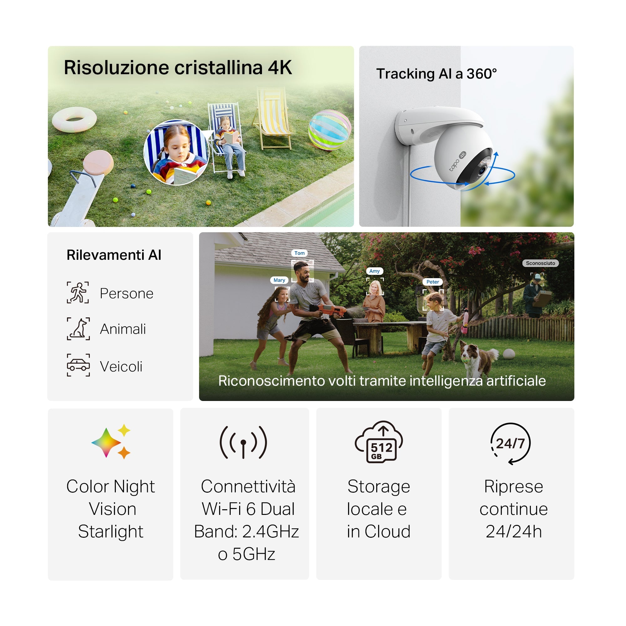 Tapo C560WS Telecamera Wi-Fi Esterno 4K 8MP, 360° Visuale, Visione Notturna a Colori Starlight, Wi-Fi/Ethernet, ⚠️Non a batteria TP-Link Showroom viveresmart.store & augmentedrealityoffers.com - P. IVA 02867250694 - DI PENTA ALESSIO - VIALE NETTUNO 167, 66023, FRANCAVILLA AL MARE (CH) - REA CH-438573