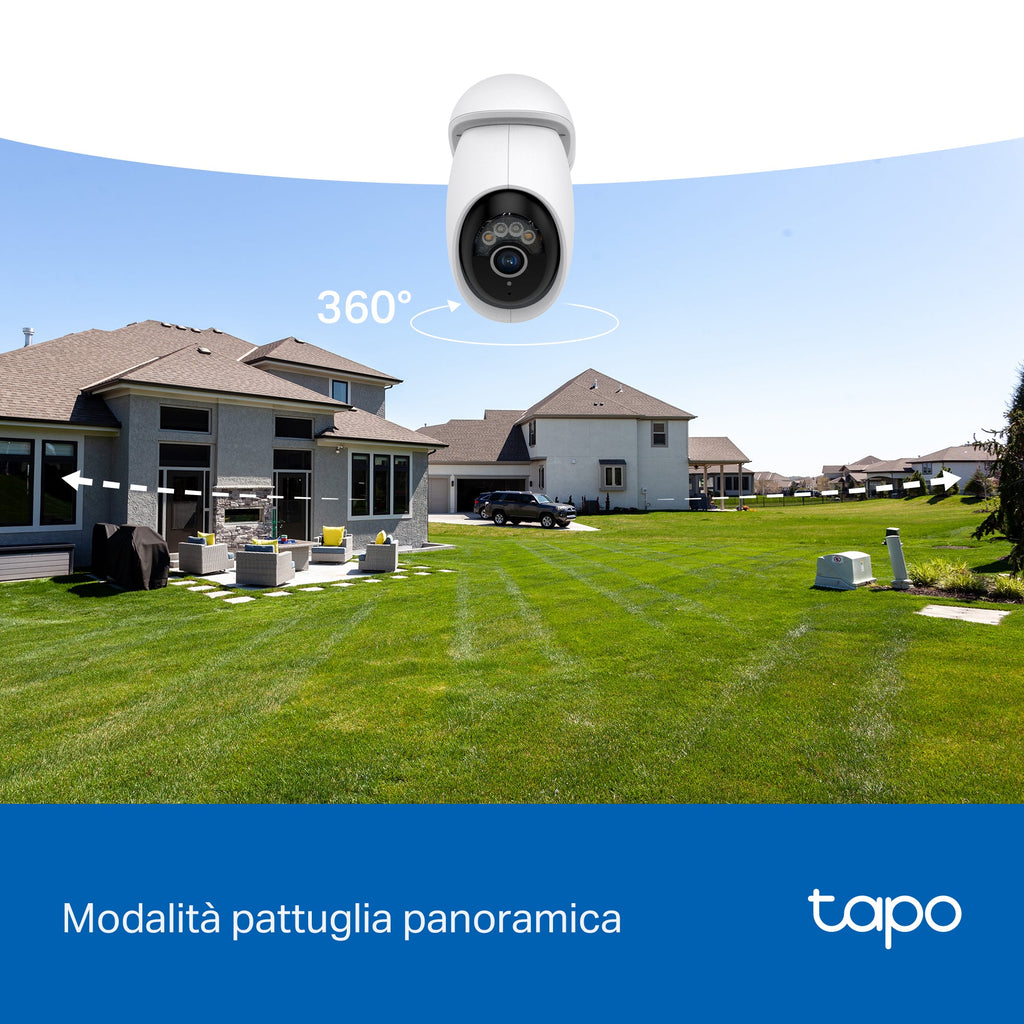 Tapo C560WS Telecamera Wi-Fi Esterno 4K 8MP, 360° Visuale, Visione Notturna a Colori Starlight, Wi-Fi/Ethernet, ⚠️Non a batteria TP-Link Showroom viveresmart.store & augmentedrealityoffers.com - P. IVA 02867250694 - DI PENTA ALESSIO - VIALE NETTUNO 167, 66023, FRANCAVILLA AL MARE (CH) - REA CH-438573