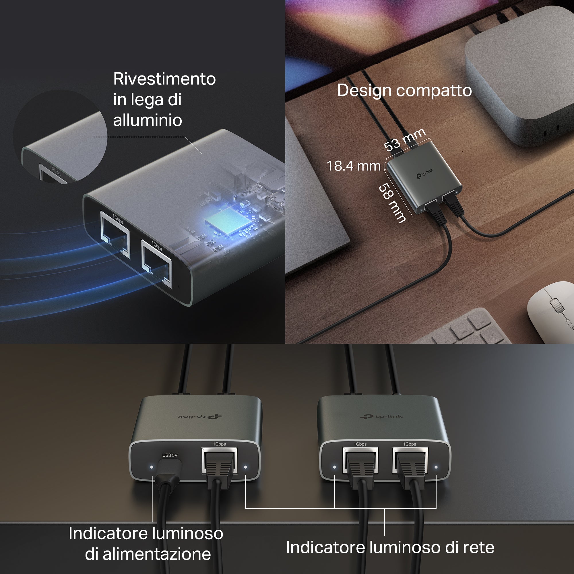 EH210 Sdoppiatore Ethernet Gigabit da 1 a 2