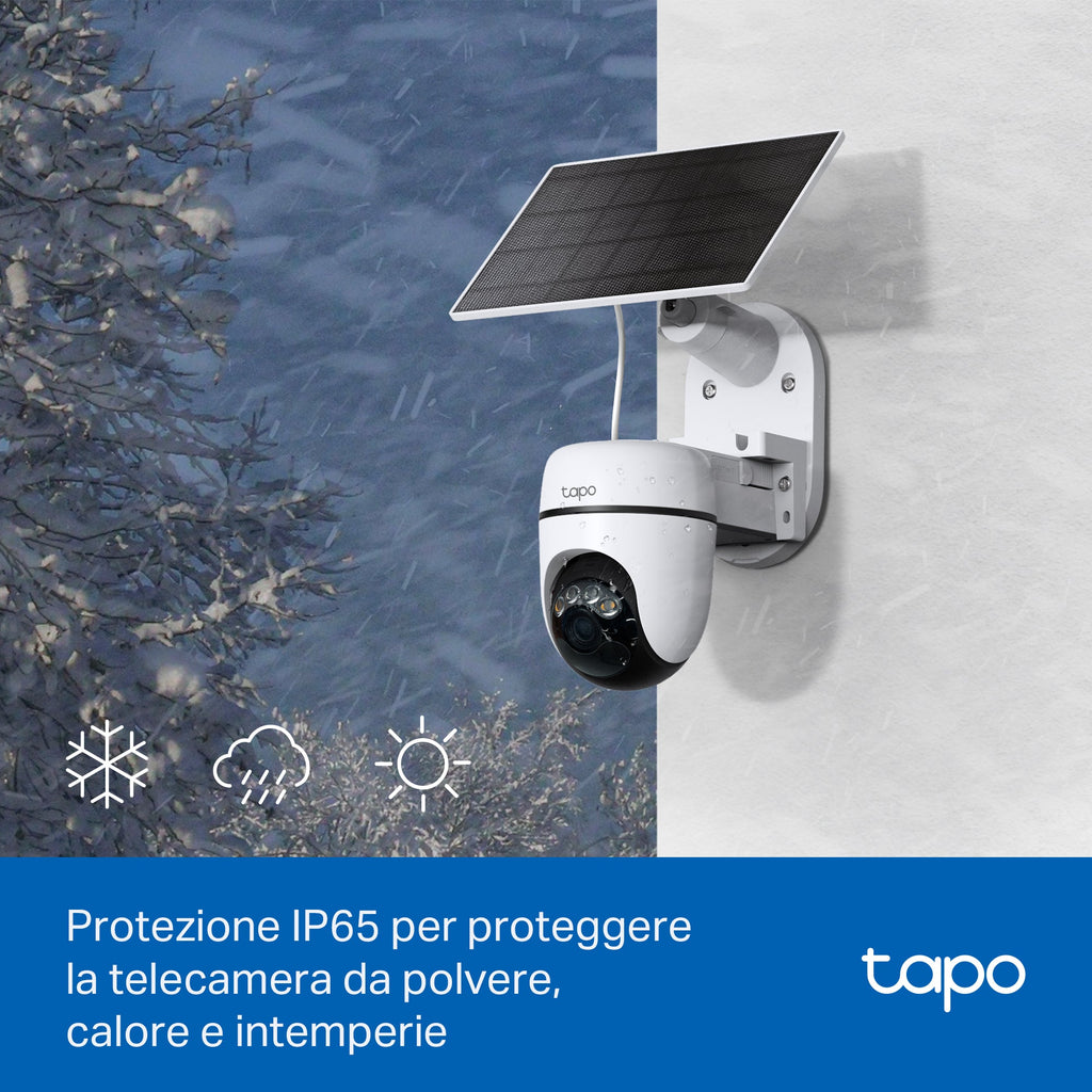 Tapo C610 KIT Telecamera WiFi Esterno 2K 3MP Senza Fili con Pannello Solare, 360° PTZ, Batteria 6700mAh, 2pz