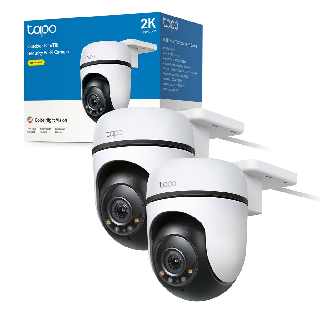 Tapo C510W Telecamera Wi-Fi Esterno 2K 3MP, 360° Visuale, Visione Notturna a Colori, 2pz, ⚠️Non a batteria