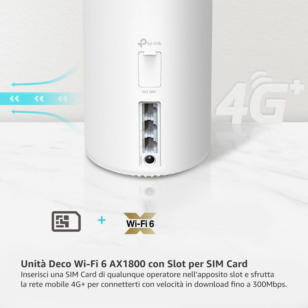 Deco X20-4G Router Wi-Fi con Sim 4G+ CAT6 Mesh Wi-Fi 6 AX1800Mbps TP-Link Showroom viveresmart.store & augmentedrealityoffers.com - P. IVA 02867250694 - DI PENTA ALESSIO - VIALE NETTUNO 167, 66023, FRANCAVILLA AL MARE (CH) - REA CH-438573