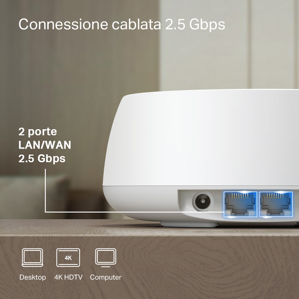 Deco BE25 Sistema Mesh Wi-Fi 7 BE3600Mbps 2 Porte 2.5Gbps, 1pz
