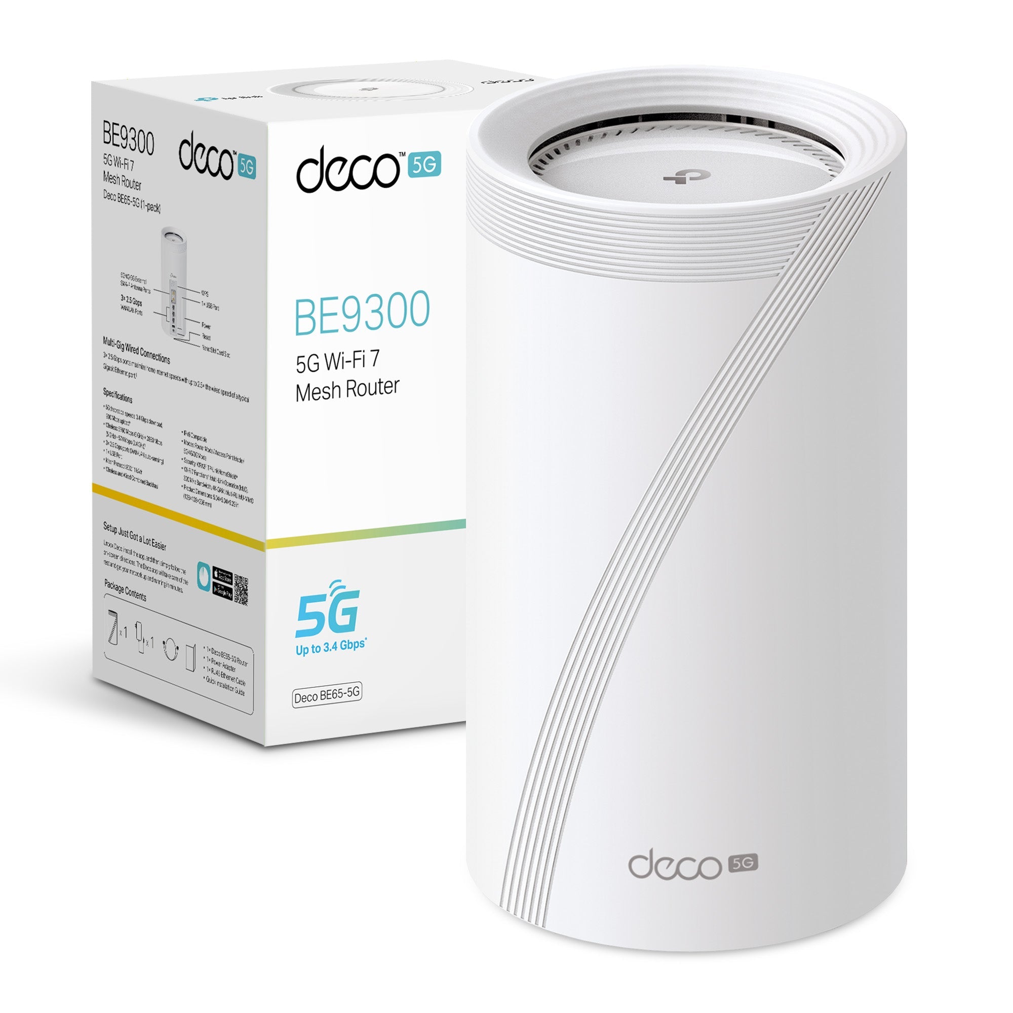Deco BE65-5G Router 5G Mesh Wi-Fi 7 BE9300Mbps, 3 Porte 2.5Gbps