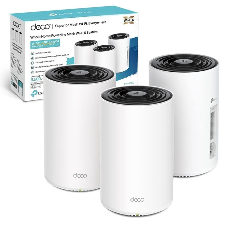 Deco PX50 Sistema Mesh Wi-Fi 6 AX3000 + Powerline G.hn G1500, 3pz