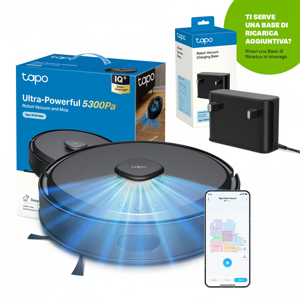 Tapo RV30 Max Robot Aspirapolvere, Doppia Navigazione LiDAR+IMU, ⚠️Aggiungi la Base di Ricarica RVB102 al carrello TP-Link Showroom viveresmart.store & augmentedrealityoffers.com - P. IVA 02867250694 - DI PENTA ALESSIO - VIALE NETTUNO 167, 66023, FRANCAVILLA AL MARE (CH) - REA CH-438573