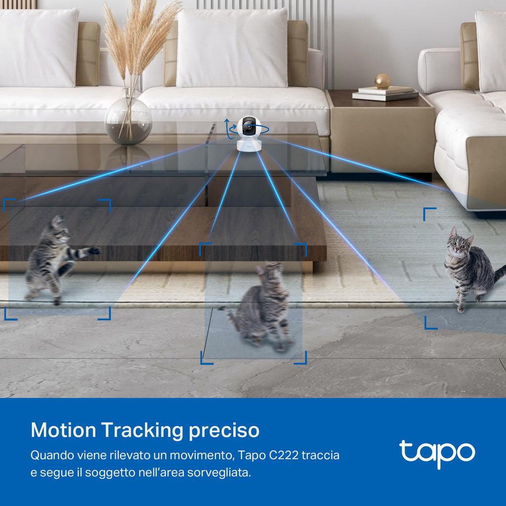 Tapo C222 Telecamera Wi-Fi Interno 2K 4MP, 360° Visuale, Porta Ethernet TP-Link Showroom viveresmart.store & augmentedrealityoffers.com - P. IVA 02867250694 - DI PENTA ALESSIO - VIALE NETTUNO 167, 66023, FRANCAVILLA AL MARE (CH) - REA CH-438573