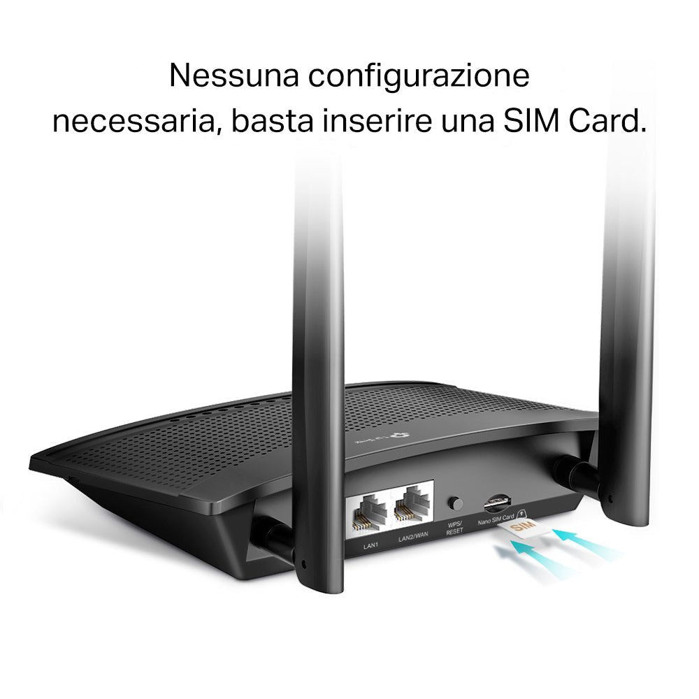 TL-MR110 Router WiFi con SIM 4G LTE CAT4 N300Mbps TP-Link Showroom viveresmart.store & augmentedrealityoffers.com - P. IVA 02867250694 - DI PENTA ALESSIO - VIALE NETTUNO 167, 66023, FRANCAVILLA AL MARE (CH) - REA CH-438573