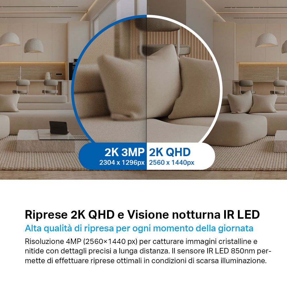 Tapo C220 Telecamera Wi-Fi Interno 2K 4MP, 360° Visuale