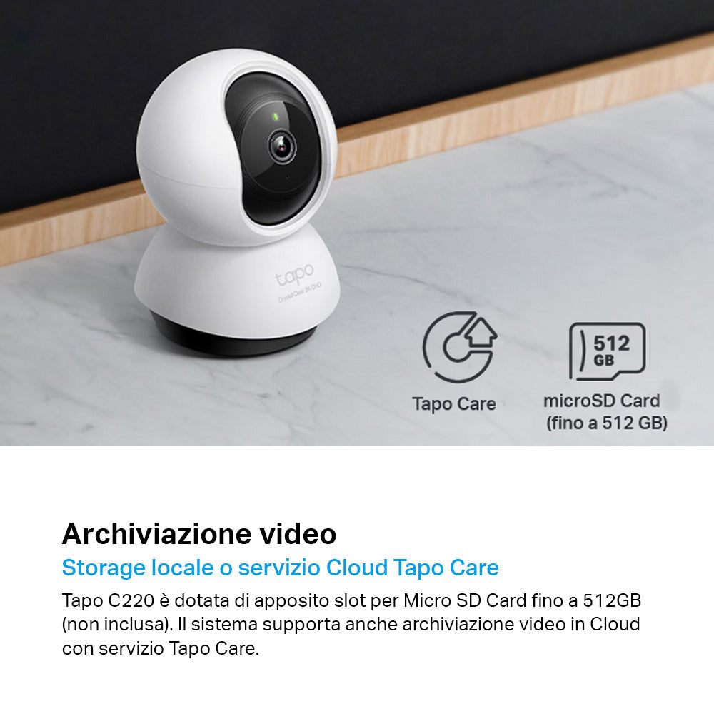 Tapo C220 Telecamera Wi-Fi Interno 2K 4MP, 360° Visuale
