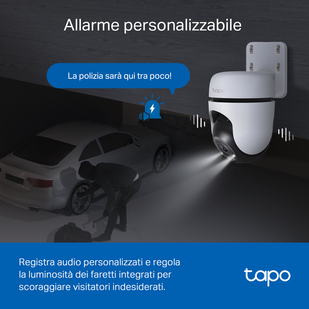 Tapo C510W Telecamera Wi-Fi Esterno 2K 3MP, 360° Visuale, Visione Notturna a Colori, 2pz, ⚠️Non a batteria