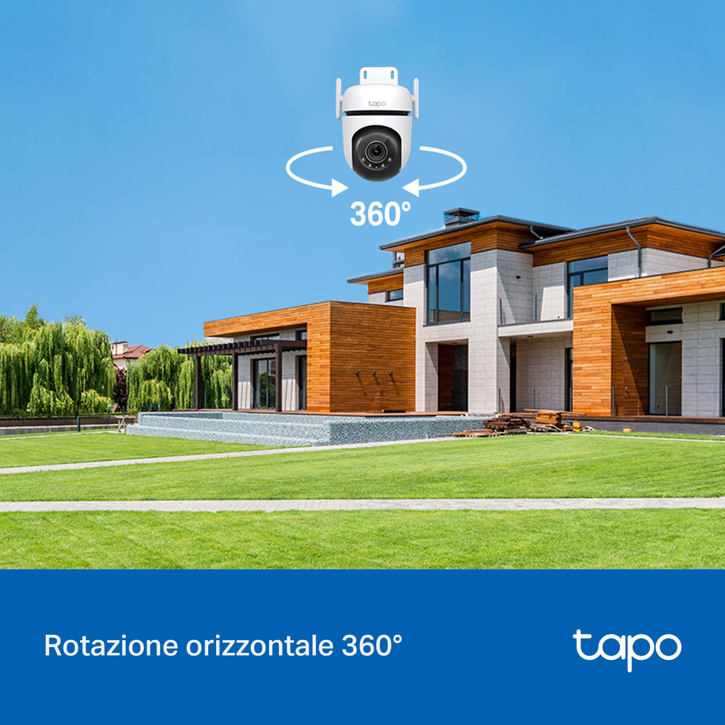 Tapo C520WS Telecamera Wi-Fi Esterno 2K 4MP, 360° Visuale, Visione Notturna a Colori Starlight, Wi-Fi/Ethernet, 2pz, ⚠️Non a batteria