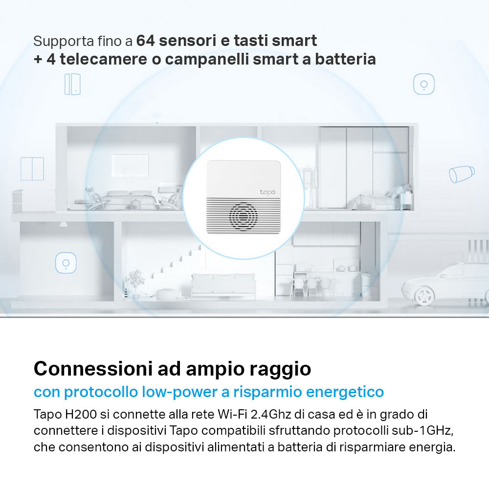 Tapo H200 Smart Hub, Allarme e Campanello Integrato, Storage MicroSD Locale
