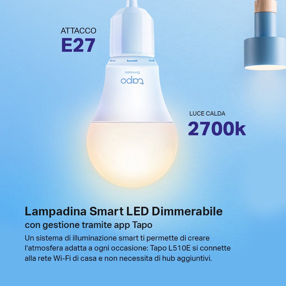 Tapo L510E Lampadina LED Smart Wi-Fi Dimmerabile 2700K E27, Controllo Vocale con Alexa TP-Link Showroom viveresmart.store & augmentedrealityoffers.com - P. IVA 02867250694 - DI PENTA ALESSIO - VIALE NETTUNO 167, 66023, FRANCAVILLA AL MARE (CH) - REA CH-438573