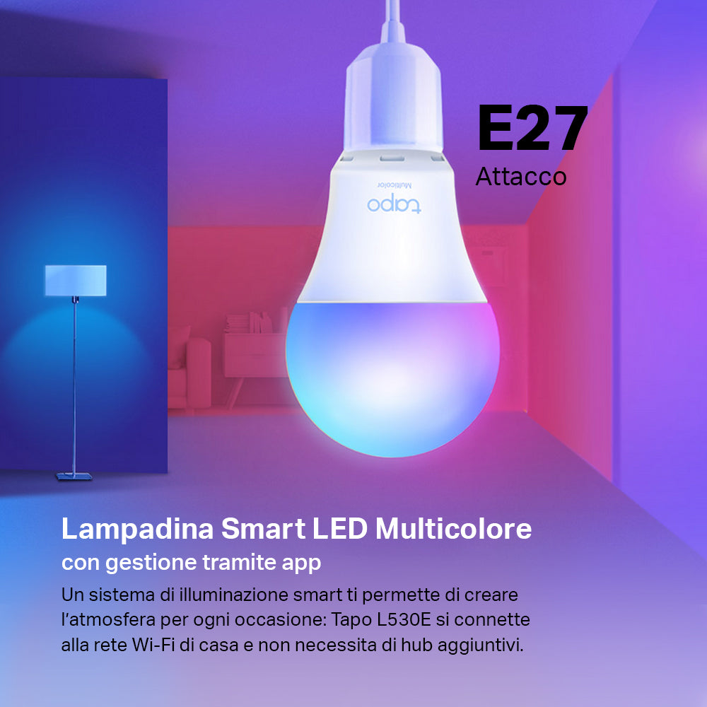 Tapo L530E Lampadina LED Smart Wi-Fi Multicolore E27, Controllo Vocale con Alexa TP-Link Showroom viveresmart.store & augmentedrealityoffers.com - P. IVA 02867250694 - DI PENTA ALESSIO - VIALE NETTUNO 167, 66023, FRANCAVILLA AL MARE (CH) - REA CH-438573