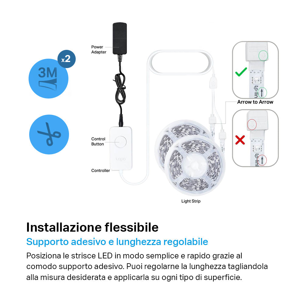 Tapo L900-10 Striscia LED Smart Wi-Fi Multicolore 2x5m, Controllo Vocale con Alexa TP-Link Showroom viveresmart.store & augmentedrealityoffers.com - P. IVA 02867250694 - DI PENTA ALESSIO - VIALE NETTUNO 167, 66023, FRANCAVILLA AL MARE (CH) - REA CH-438573
