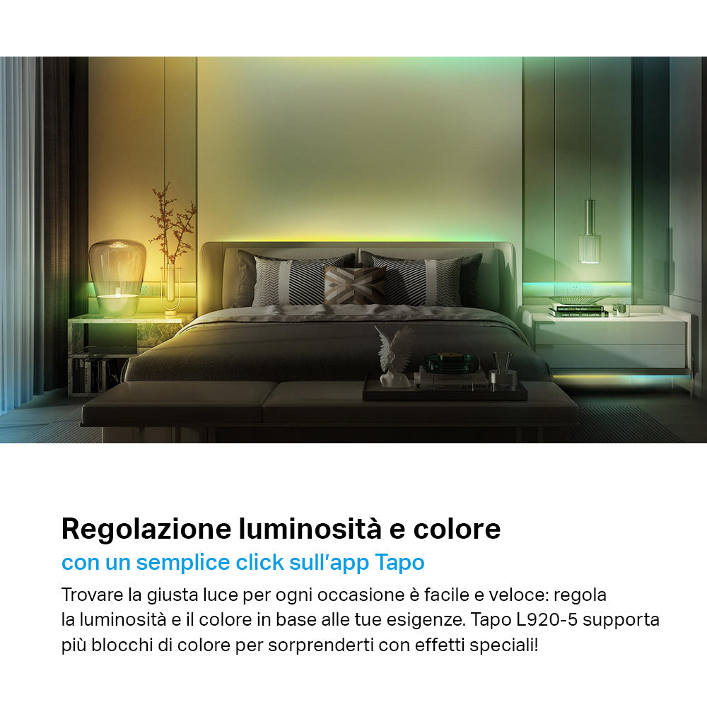 Tapo L920-5 Striscia LED Smart Wi-Fi Multicolore 5m, Zone Colore, Rivestimento Esterno, Controllo Vocale con Alexa TP-Link Showroom viveresmart.store & augmentedrealityoffers.com - P. IVA 02867250694 - DI PENTA ALESSIO - VIALE NETTUNO 167, 66023, FRANCAVILLA AL MARE (CH) - REA CH-438573