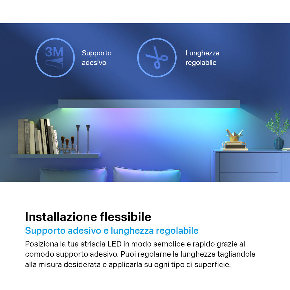 Tapo L930-5 Striscia LED Smart Wi-Fi Multicolore 5m, Extra-Luminosa, Zone Colore, Rivestimento Esterno, Controllo Vocale con Alexa