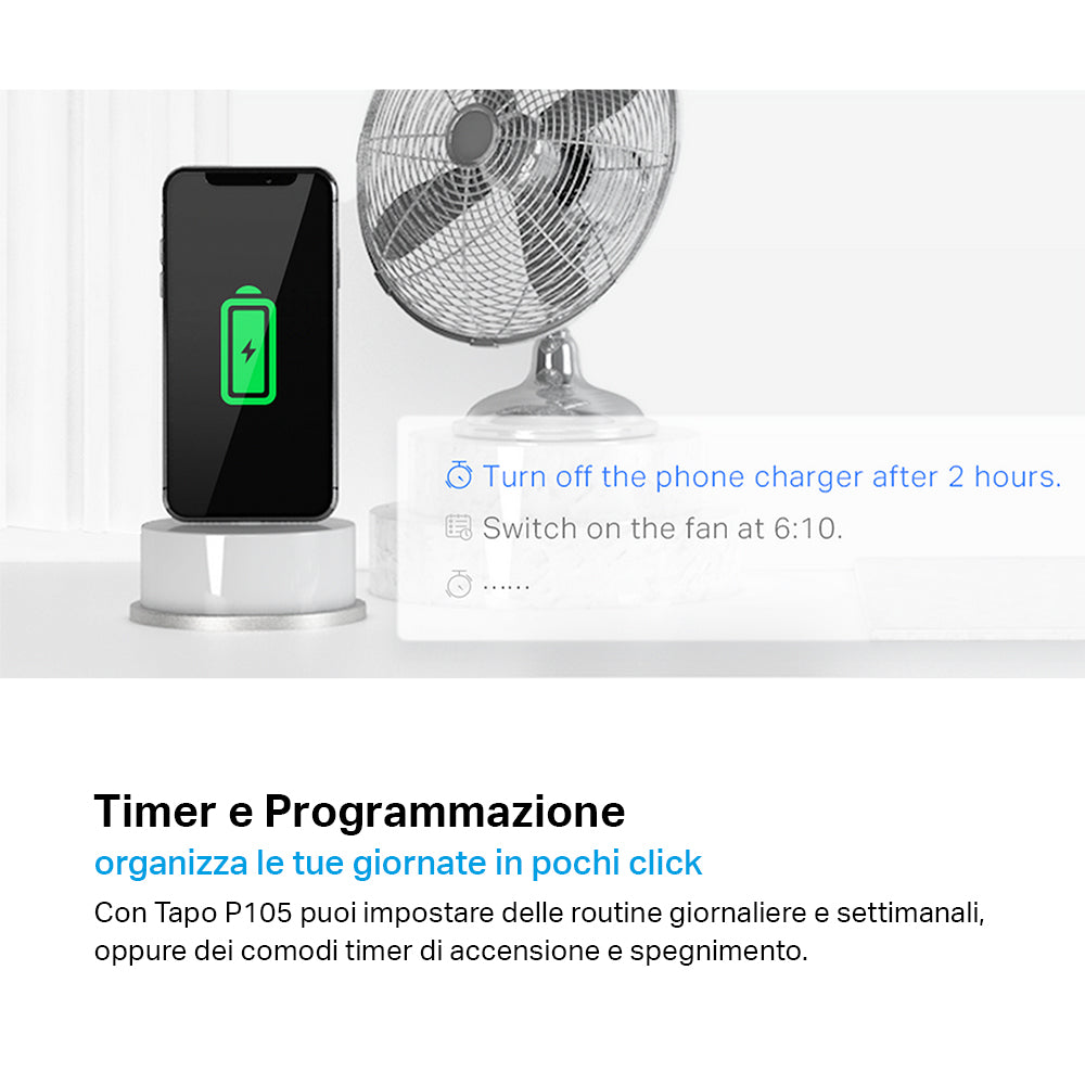 Tapo P105 Presa Smart Wi-Fi Italiana Tipo C-F-L 10A, Controllo Vocale con Alexa