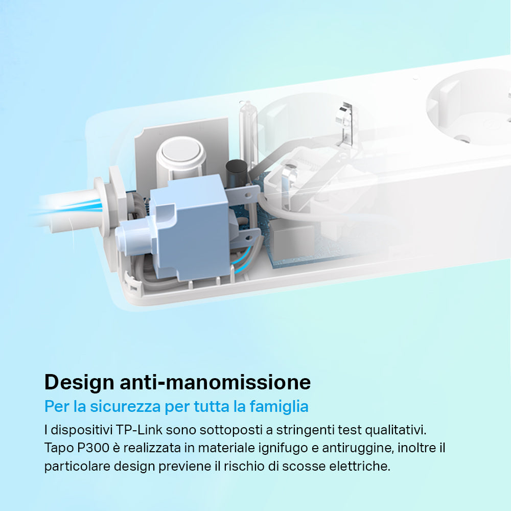 Tapo P300 Multipresa Smart Wi-Fi Schuko 10A, Controlla Separatamente 3 Prese, Caricatore USB integrato 18W, Controllo Vocale con Alexa